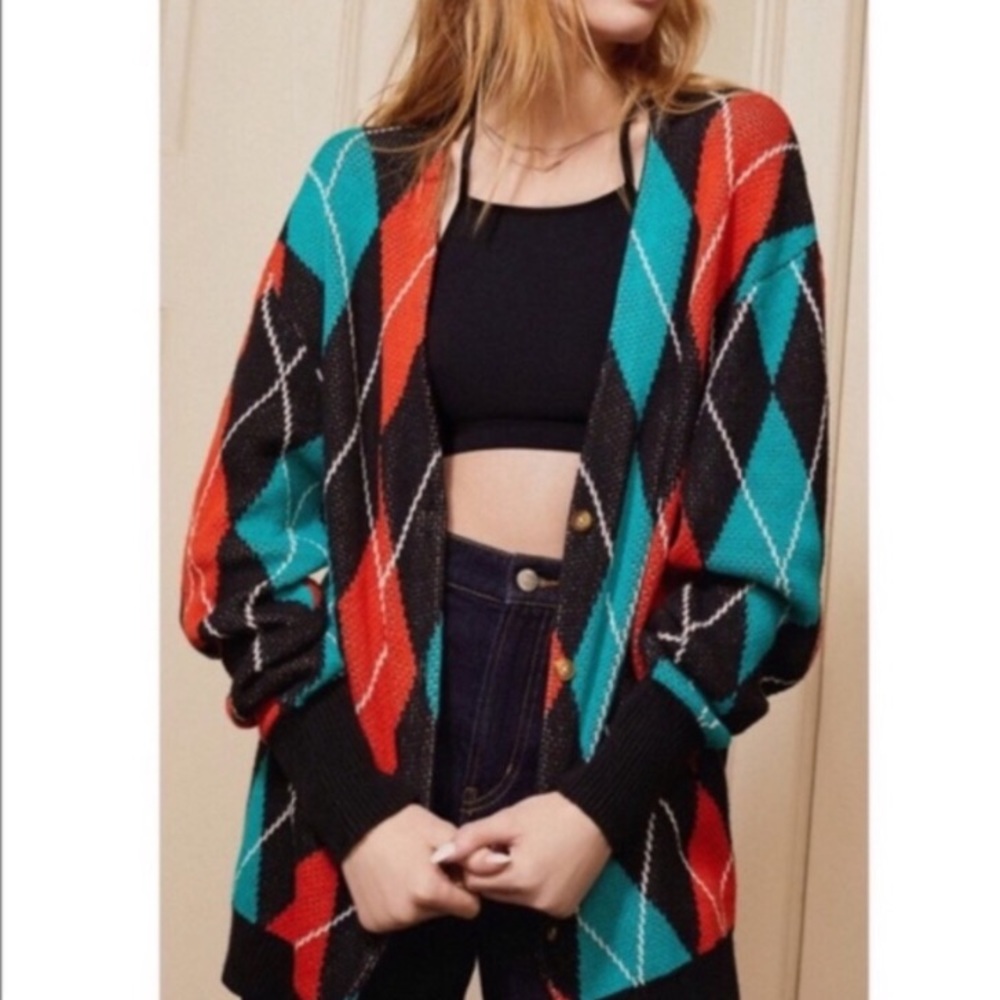 UO Argyle Cardigan Sweater